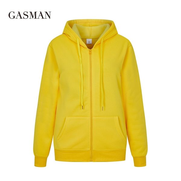 

gasman autumn solid long sleeve hoodies sweatshirts women's hoodie zipper winter female casual pocket hooded sweatshirts clothes 201207, Black