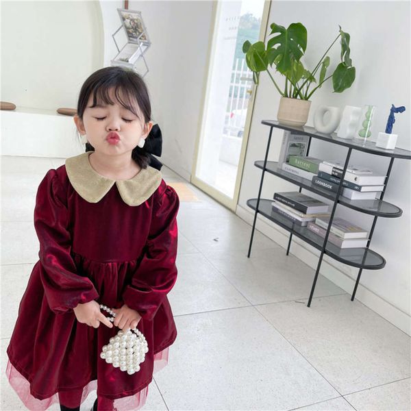 

girls' plush 2020 new autumn and winter skirt baby's first year children's wtern princs drs, Red;yellow