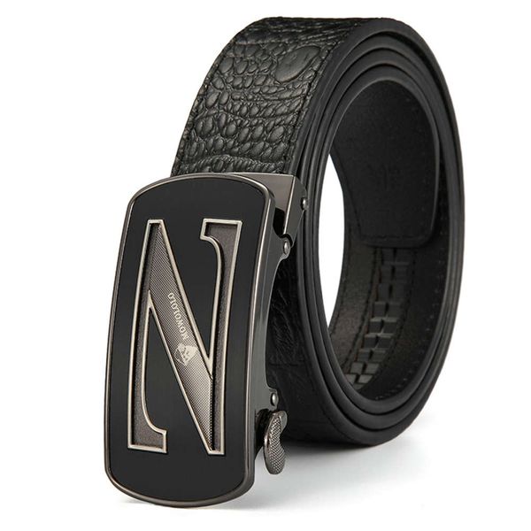 

taobao men's leather crocodile belt automatic buckle leather belt, Black;brown