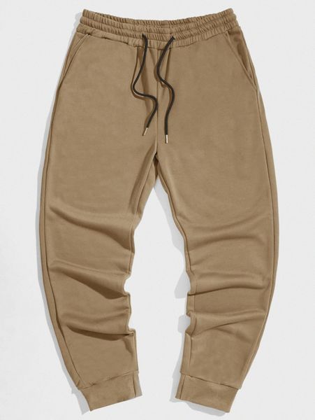 

men slant pocket drawstring waist sweatpants r6t1#, Black