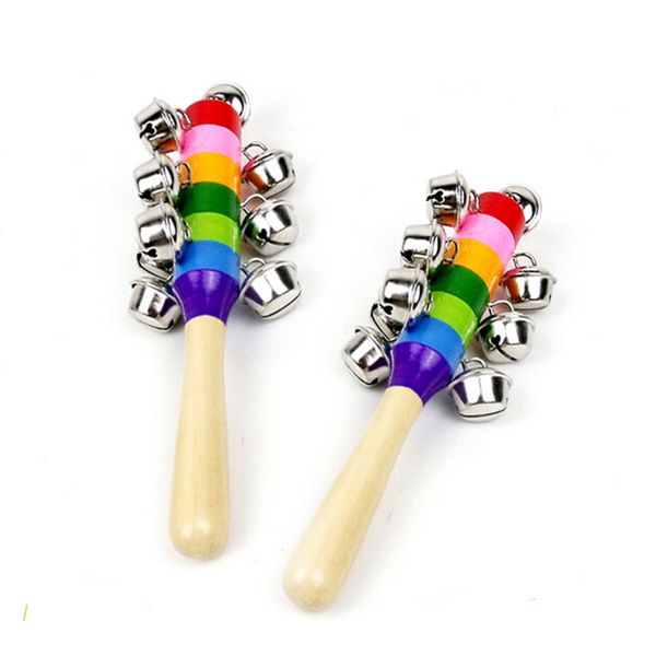 New Hot Baby Rattle Rainbow Toy kid Carrozzina Culla Maniglia attività in legno Bell Stick Shaker Rattle Baby Gift