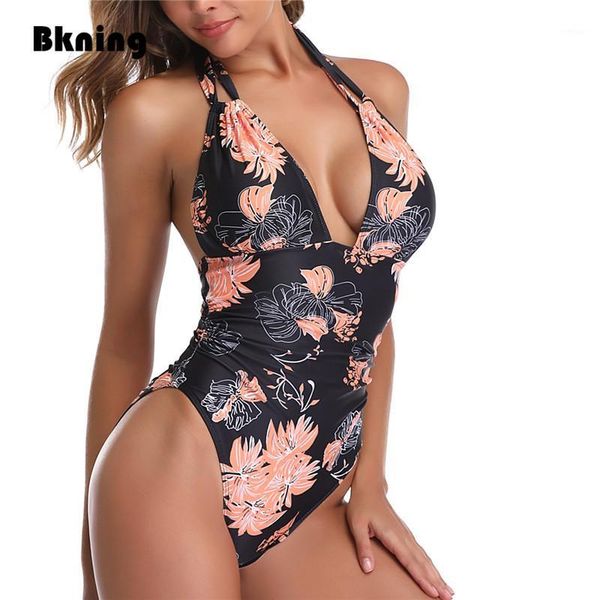 

orange flower swimwear one piece swimsuit plus size swimming suit for mujer 2019 print backless monokini hole plunge 1 large xxl1, White;black