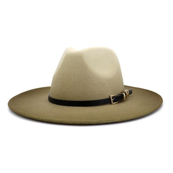 

winter women hats wide brim gradient color belt band buckle classic simple women fedora hats men casual designed winter men, Blue;gray