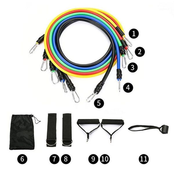 

resistance bands 11-piece set fitness rubber workout elastic pull rope training yoga band gym equipment1