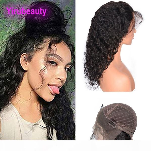 

brazilian human hair lace front wig water wave 8-30inch water wave pre plucked wet and wavy virgin hair wigs, Black;brown