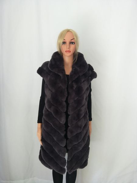 

2020 real rex rabbit fur шерсти кролика женщин плеча жилет сплошной цвет мода толстые теплые пальто пальто твердая colorx1019, Black
