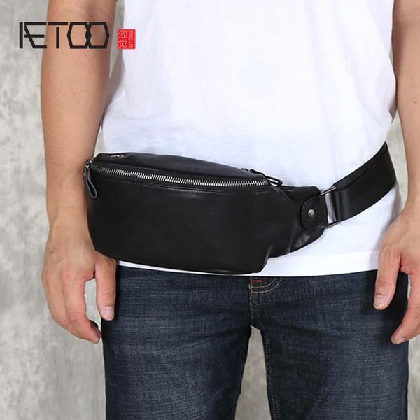 

hbp aetoo leather trend chest bag men's shoulder multi-function