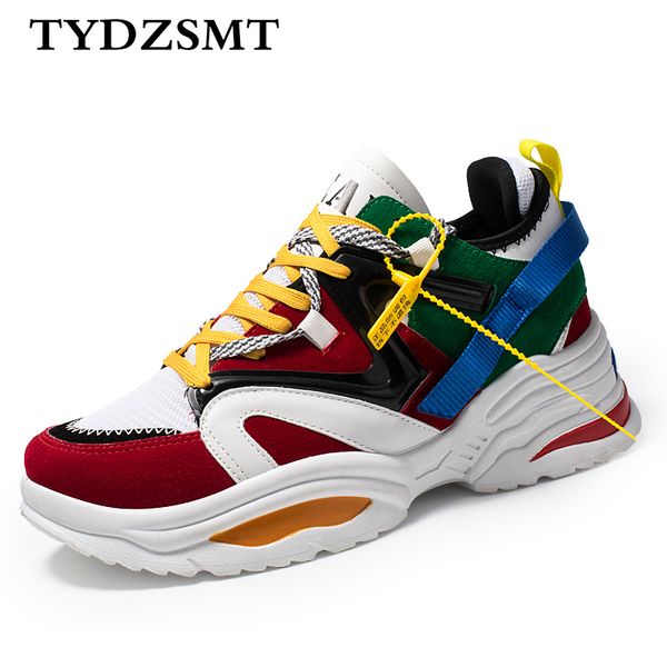 

tydz 2020 women casual shoes basket flock platform white sneakers lace-up sewing wedges lover shoes for women zapatos mujer 1020, Black;white