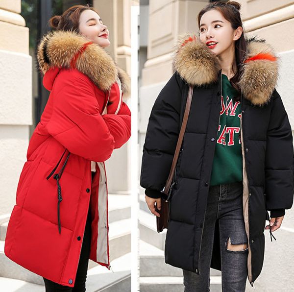 

ladies long coat design cartoon applique thick fashion parka down jacket with hood loose overcoat for cold weather lady parka jacket, Black
