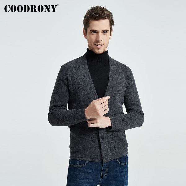 

coodrony brand sweater men streetwear fashion sweater coat men with pockets autumn winter warm cashmere wool cardigan men 91105 201123, White;black