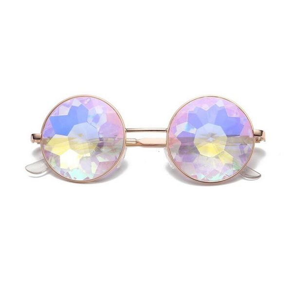

2021 new round party sunglasses funny metal night facet sunglass concert show women shade mens mosaic kaleidoscope eyewear b5k5, White;black