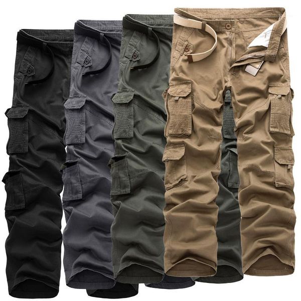 

men's pants european and american multi pocket cotton large tooling camouflage pants1, Black