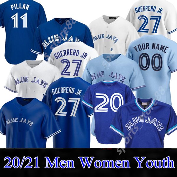 

11 bo bichette 2020 blue jays jersey 27 vladimir guerrero jr. cavan biggio hyun-jin ryu yamaguchi randgio gurriel jr.baseball jersey, Blue;black
