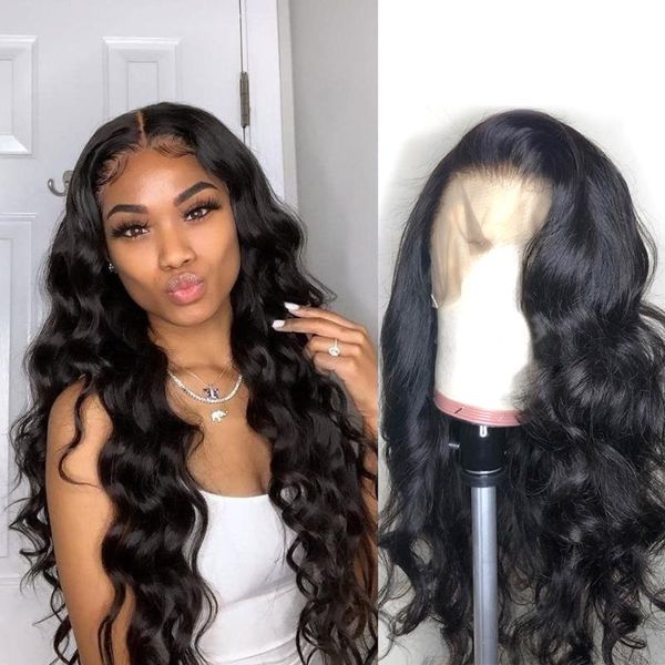 

wigirl body wave 13x4 lace front human hair wigs brazilian hair ocean wave wigs hd lace frontal pre plucked hairline, Black;brown