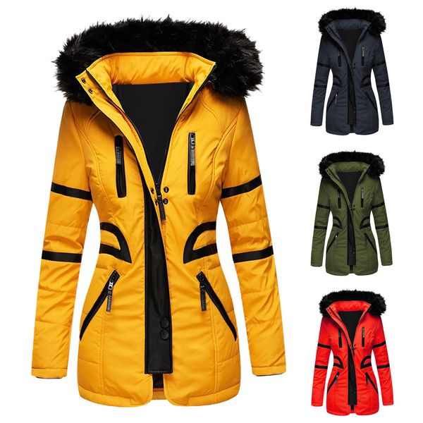 

windbreak 2020 women's parka casual outwear hooded fur down jackets winter coat for women manteau femme, Black