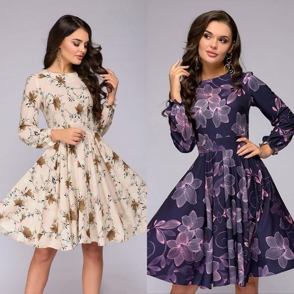 

весной и осень 2019 zdkby женщин оборок платье алине юбка юбка алин элегантных фиолетовый напечатан длинный рукав eqihv, Black;gray