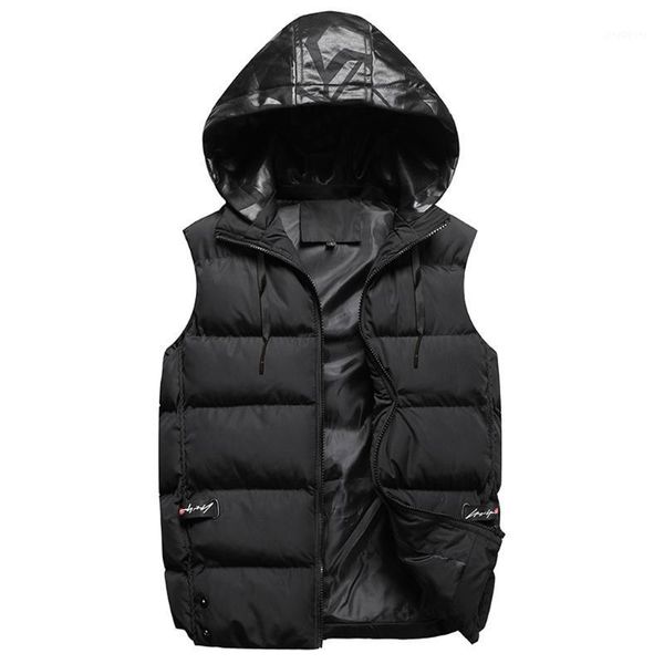 

vogue vest men sleeveless jacket autumn winter casual hoodie removable vest coat chaleco hombre1, Black;white
