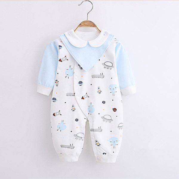 

2021 new newborn autumn romper peter pan collar boys rompers kids onesie baby girls clothes clothing 0-2y iqn7, Blue