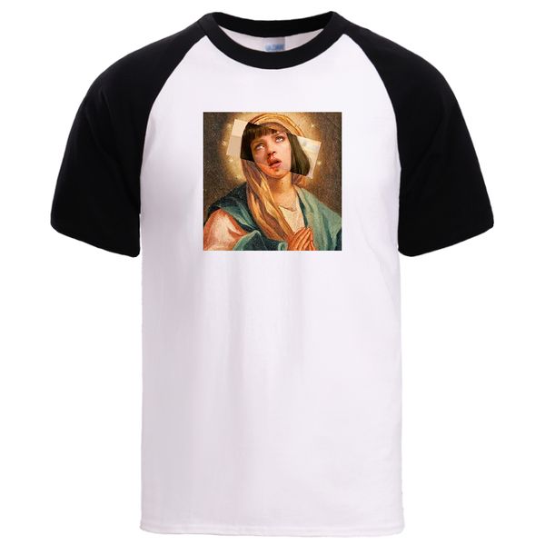 

спорт богородица pulp fiction tshirts mens лето реглан с коротким рукавом пуловер человек марка мода свободный свободный streetwear tshirts