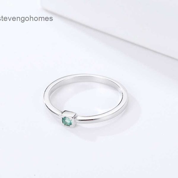 

version, accessories: 925 simple silver square korean ring, light green zircon ring