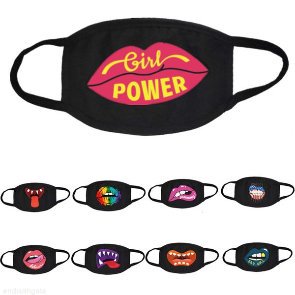 

cotton fashion face mask festival printed on the lips of washable reusable cycling protective mask dustproof designer face masks