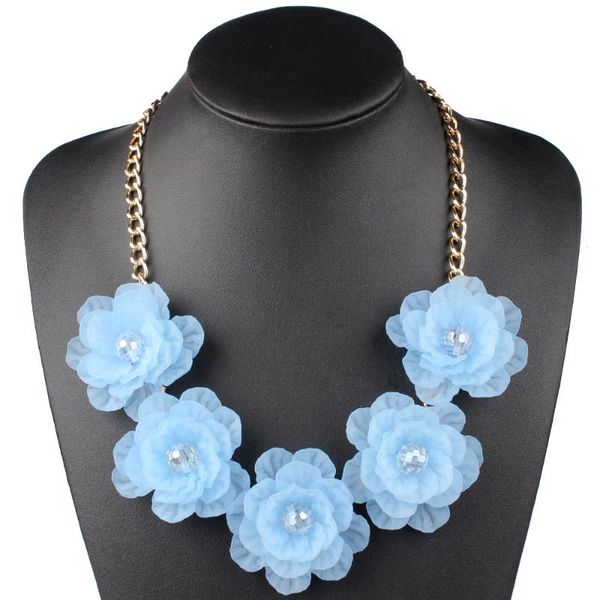 

chokers claire jin fresh crystal short fashion women jewelry choker necklaces five flower necklace party accessory, Golden;silver