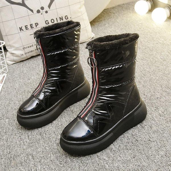 

boots women snow waterproof super warm fur black zip 2021 winter shoes for woman botas de mujer