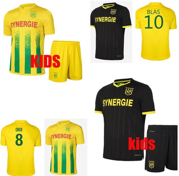 

kids kit 20 21 fc nantes soccer jersey home maillot 2020 2021 simon louza a toure blas coco coulibaly football shirts, Black;yellow