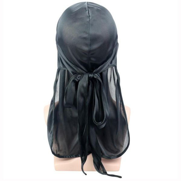 

блестящая silky pirate hat сатин durags банданы тюрбан мужчины женщины solid лоскутная soft headwear аксессуары для волос мода headdress sqc, Black