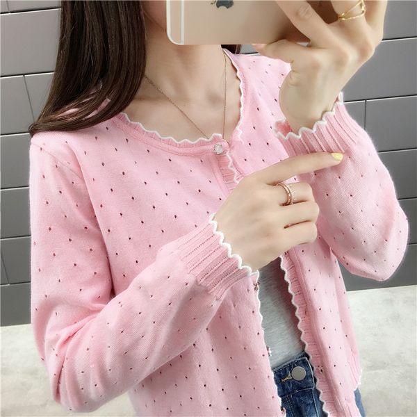 

2019 short design thin cardigan women's cutout sunscreen air conditioning shirt sweater knitted outerwear small cape, White;black