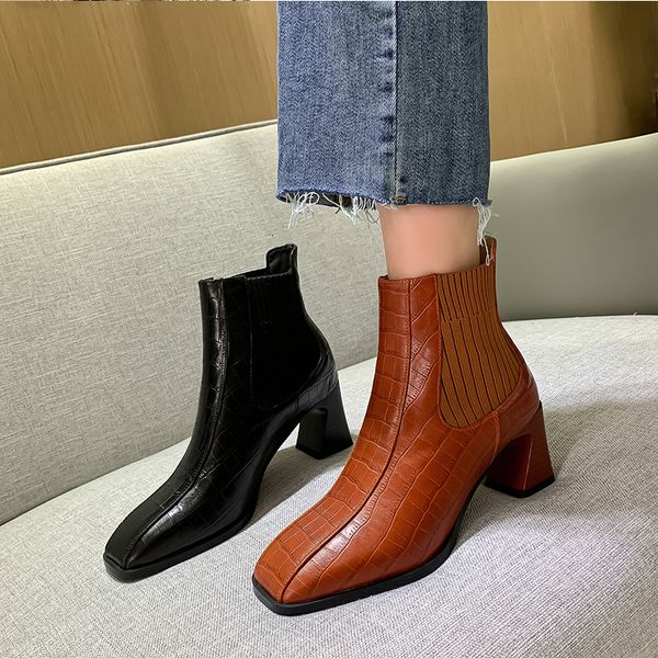 

2021 women's plus online size stitching toe of foot winter boots 463h, Black