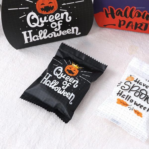 

100pcs halloween candy bag flat candy packing bag gift packing bags black1
