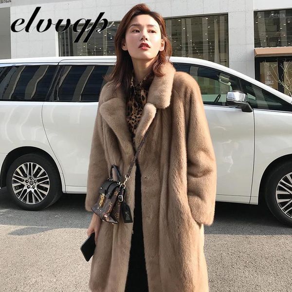 

fashion faux fur coat autumn winter women korean overcoat warm slim long faux pocket winter coat women fur jacket1, Black