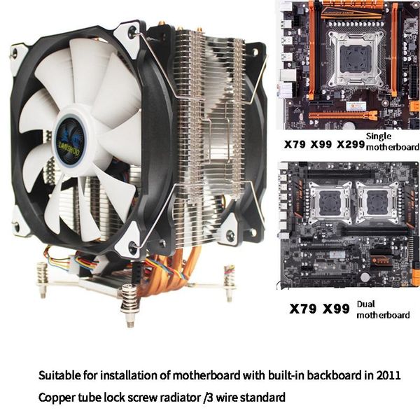 

lanshuo cpu бесшумный dual fan 4 heat pipe 4 провода ligent контроль температуры cpu cooler вентилятор для lga 2011 автономные