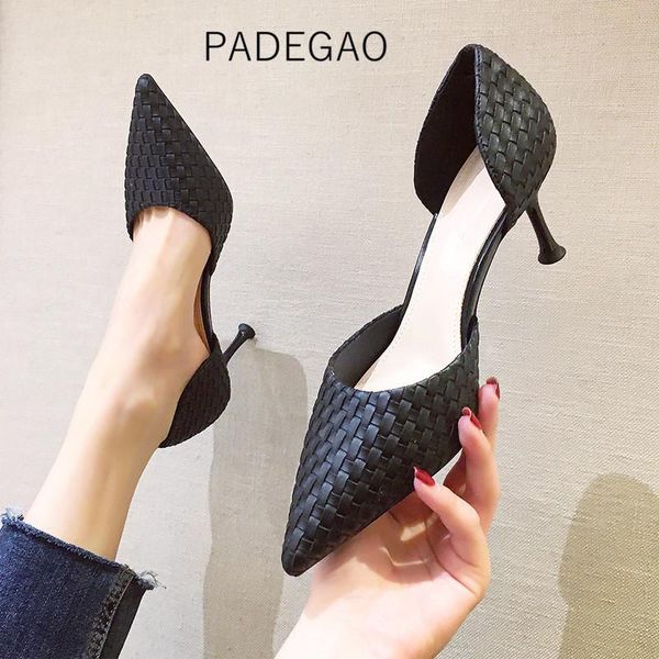 

womens shoes 2020 high heels fashion pumps korean elegant casual ladies shoes, Black