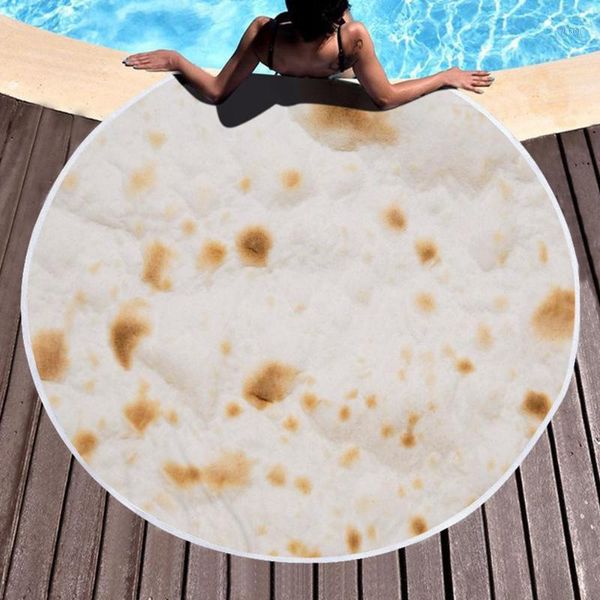 

round shape 3d tortilla pattern printing blanket for beach picnic1