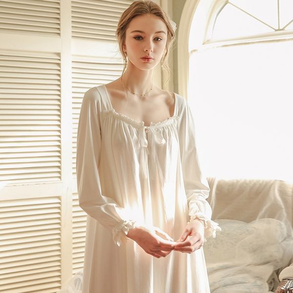 

pink white nightgown sleepwear women spring autumn long sleeve nightdress loose women princess nightgown comfortable y200425, Black;red