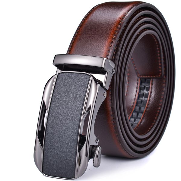 

men's belt, ratchet dress genuine leather belt for men with automatic buckle 201111, Black;brown