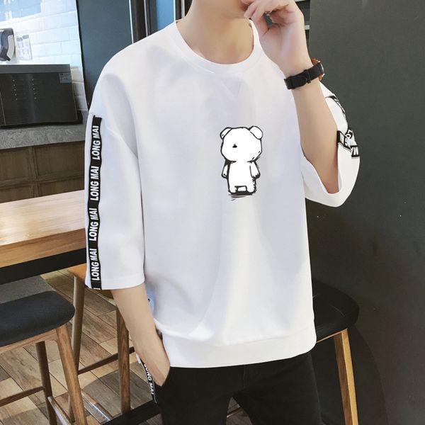 

men's korean-style sweater spring and autumn t-shirt sweaterclothes sweatert-shirt men's casual youth trend loose handsome cropped, Black