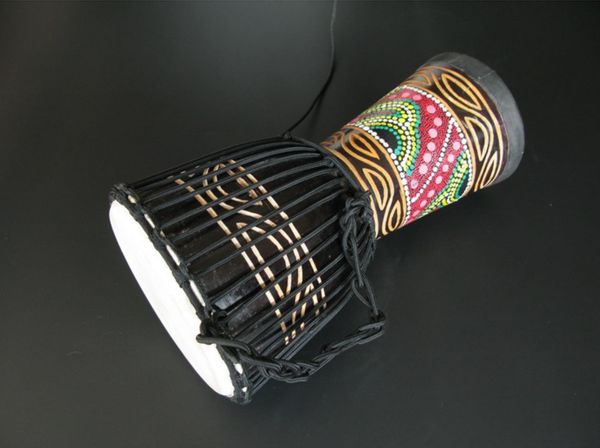 

african drum standard 10 inch old goatskin drum face hand hollowed carving drum