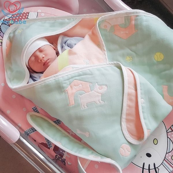 

herbabe baby receiving blankets cotton cartoon infant toddler swaddle wrap baby boy girl bathrobe newborn hooded sleeping quilt y201009