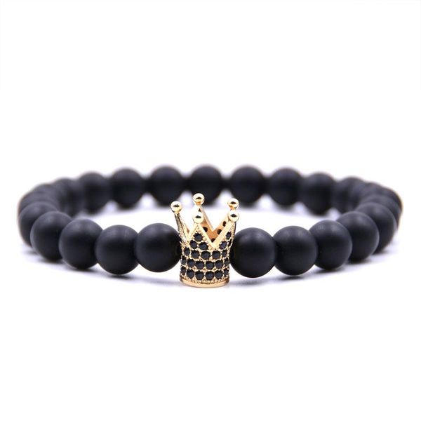 

charm bracelets hyhoney couple jewelry micro pave cz imperial crown stone beads bracelet men pulsera, Golden;silver