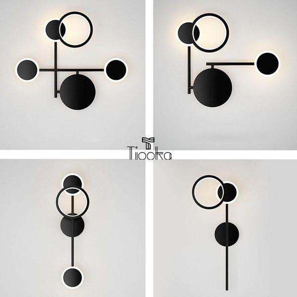 

wall lamp tiooka rotatable ring led lamps bedside luxury copperblack sconces for bedroom living room loft aisle home indoor lighting