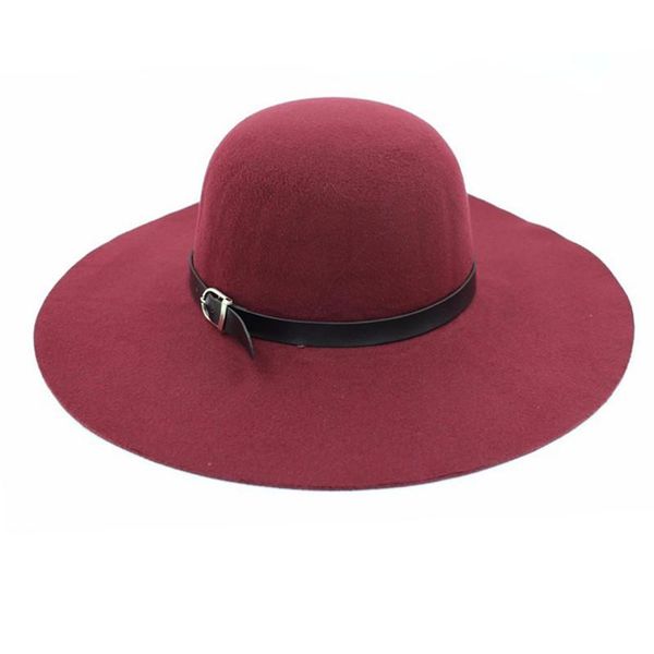 

stingy brim hats 18 colors spring summer winter fashion vintage wide-brim fedoras for women bowler floppy feminino sun cap ladies chapeau, Blue;gray