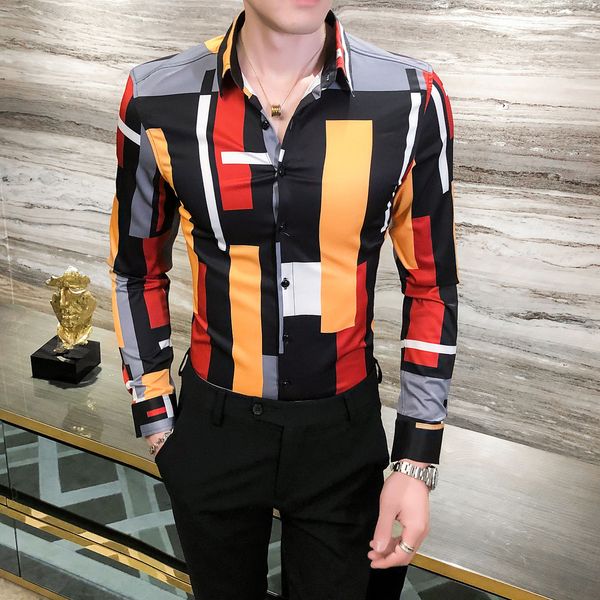 

2020 men's casual long shirt sleeve wclb, White;black