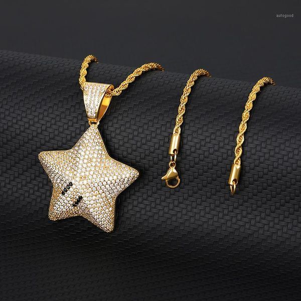

chains bling drip star necklaces pendant men's women iced out cubic zircon tennis chain gold silver color hip hop jewelry1