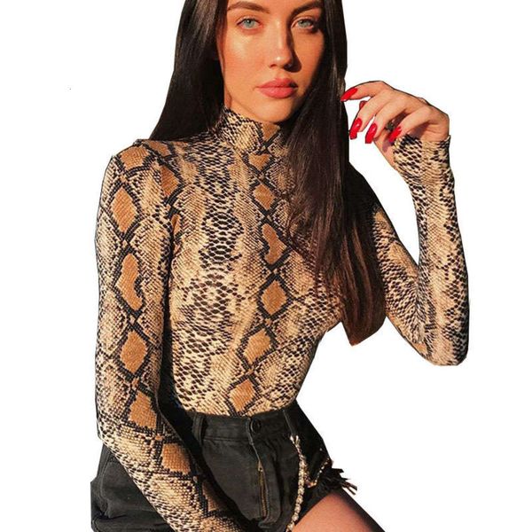 

women's spring / new summer 2020 style high collar long sleeve slim serpentine bodysuit, Black;gray