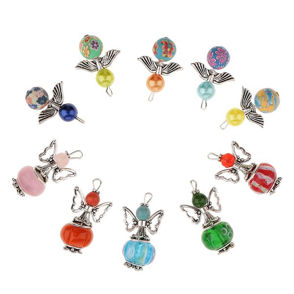 

10 pieces mixed 21x30mm angel wing charms pendants faceted acrylic heart beads clay beads alloy butterfly wings fit necklace earring, Black