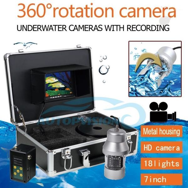 

7inch lcd screen wide viewing 360 degree rotation underwater fishing camera with 18pcs white lights night-vision camcorder f081