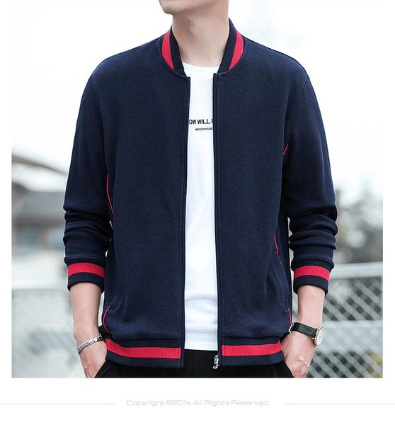 

knitted cardigan men's autumn and winter korean trend outside the men's baseball collar jacket, White;black